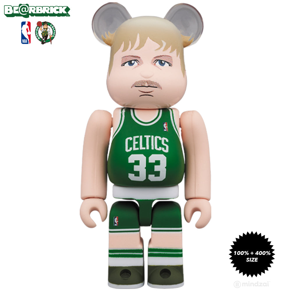 Larry Bird Boston Celtics 100% + 400% Bearbrick Set by Medicom Toy x NBA