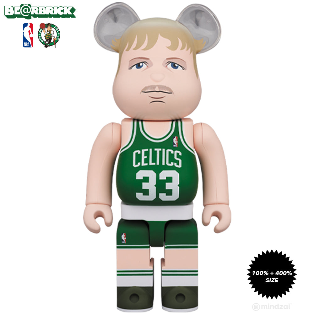 Larry Bird Boston Celtics 100% + 400% Bearbrick Set by Medicom Toy x NBA