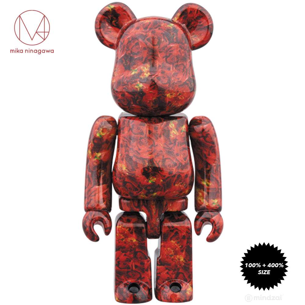 Leather Rose 100% + 400% Bearbrick Set by Mika Ninagawa x Medicom Toy
