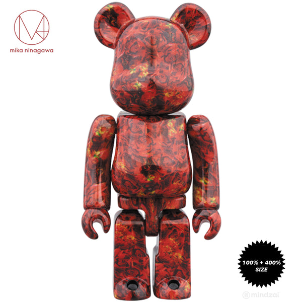 Leather Rose 100% + 400% Bearbrick Set by Mika Ninagawa x Medicom