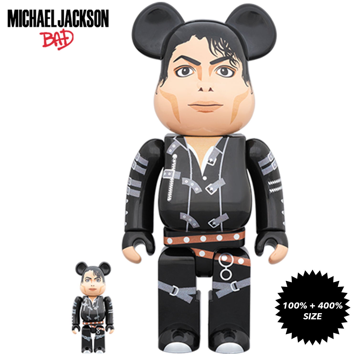 Michael Jackson BAD 100% + 400% Bearbrick Set by Medicom Toy