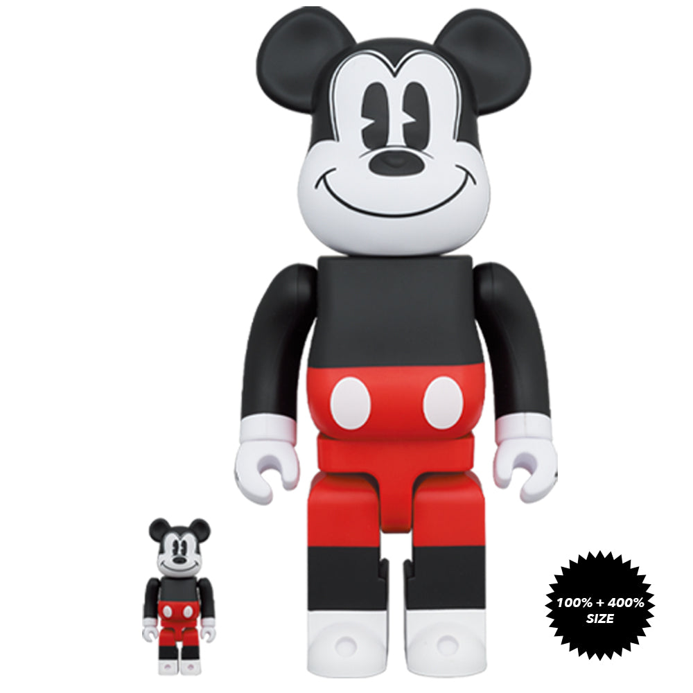Mickey Mouse (Red and White Ver.) 100% + 400% Bearbrick Set by Medicom Toy