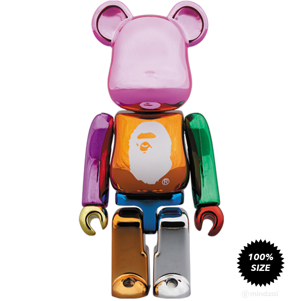 Bape Multicolor Foil XXV 25th Anniversary 100% Bearbrick by Bape x Medicom Toy
