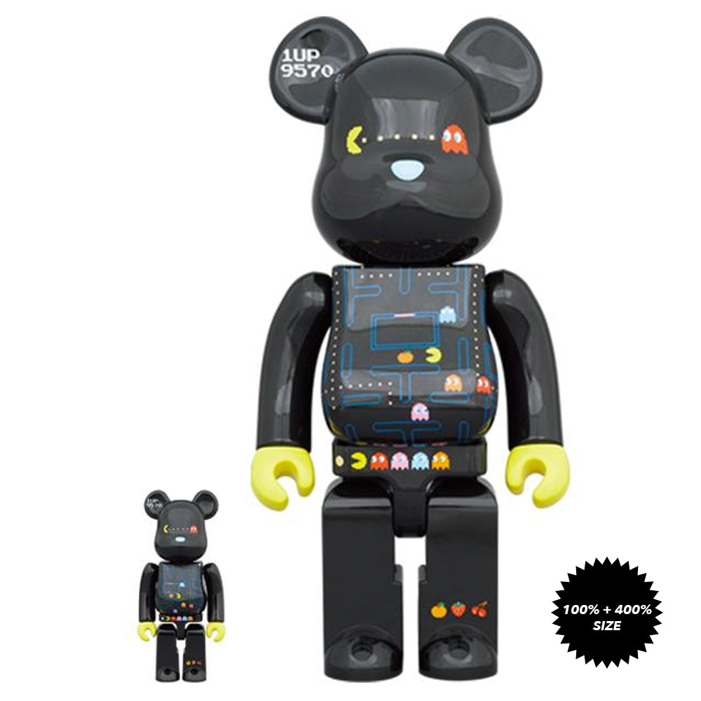 Pac-Man 100% + 400% Bearbrick Set by Medicom Toy