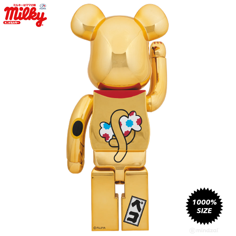 Peko Chan Lucky Cat #2 Chrome Gold 1000% Bearbrick by Fujiya x Medicom Toy