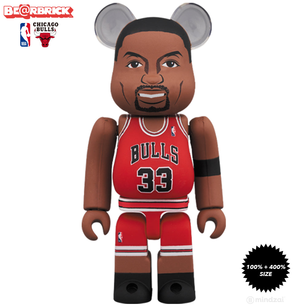 Scottie Pippen Chicago Bulls 100% + 400% Bearbrick Set by Medicom Toy x NBA