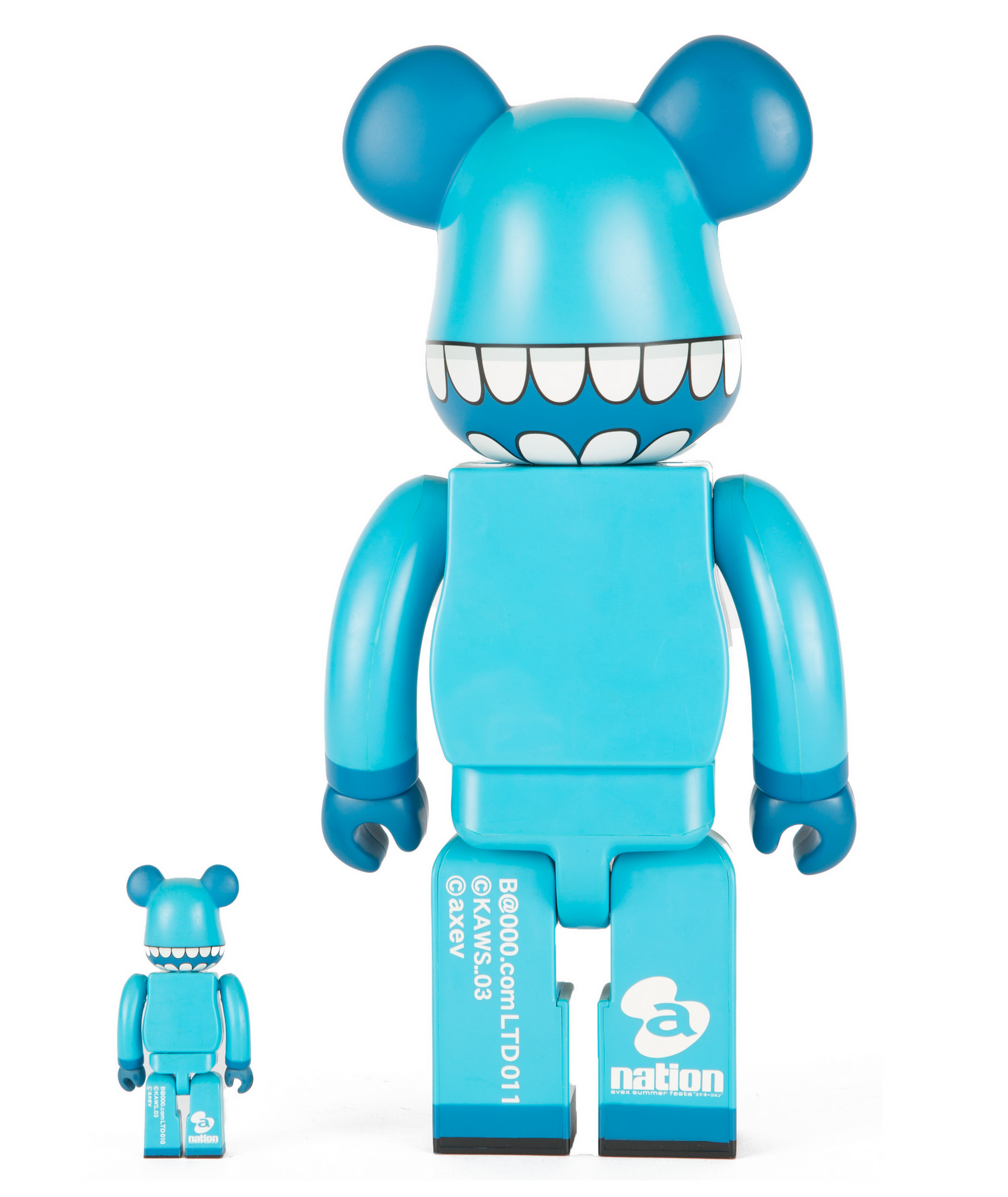 Bearbrick x a-nation KAWS Chompers 100% & 400% Set Blue