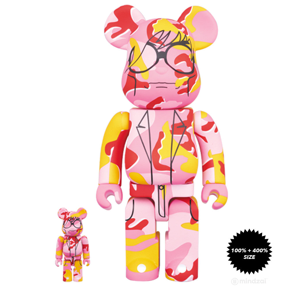 Andy Warhol Pink Camo This Is Andy 100% and 400% Bearbrick Set