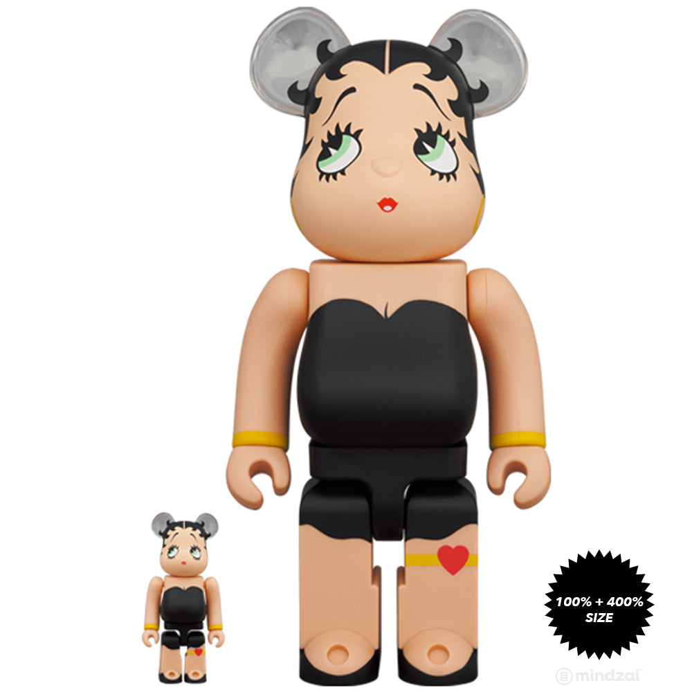 Betty Boop (Black Version) 100% + 400% Bearbrick Set by Medicom Toy