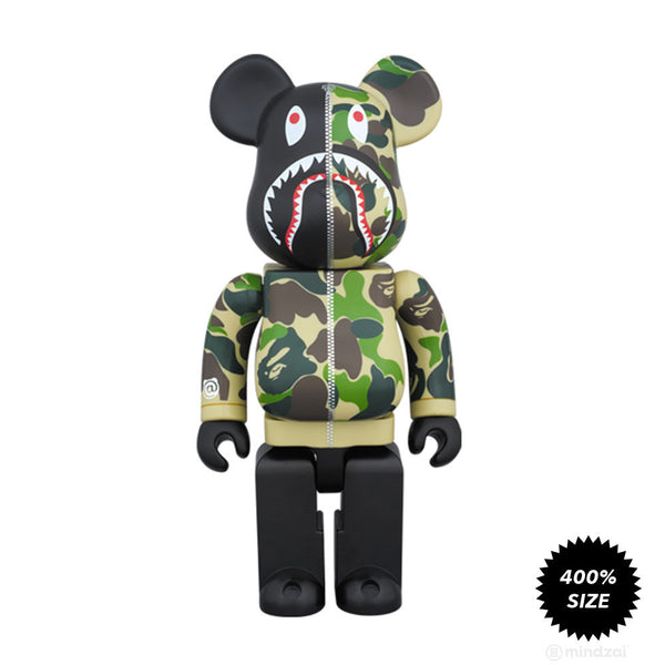 Black Bape Camo Shark Bearbrick 400% by Medicom Toy x Bape - Mindzai