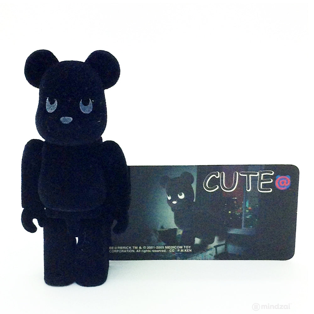 Bearbrick Series 10 - Black Flocked Bear (Cute) 100% Size