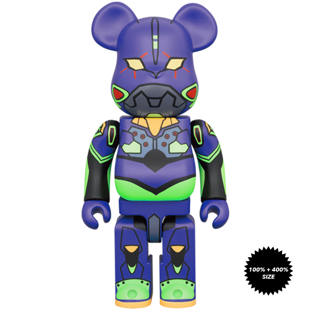 Evangelion Eva Unit 01 (New Paint Ver.) 100% + 400% Bearbrick Set by Medicom Toy