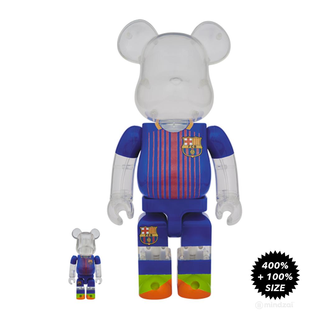 FC Barcelona 100% + 400% Bearbrick Set by Medicom Toy