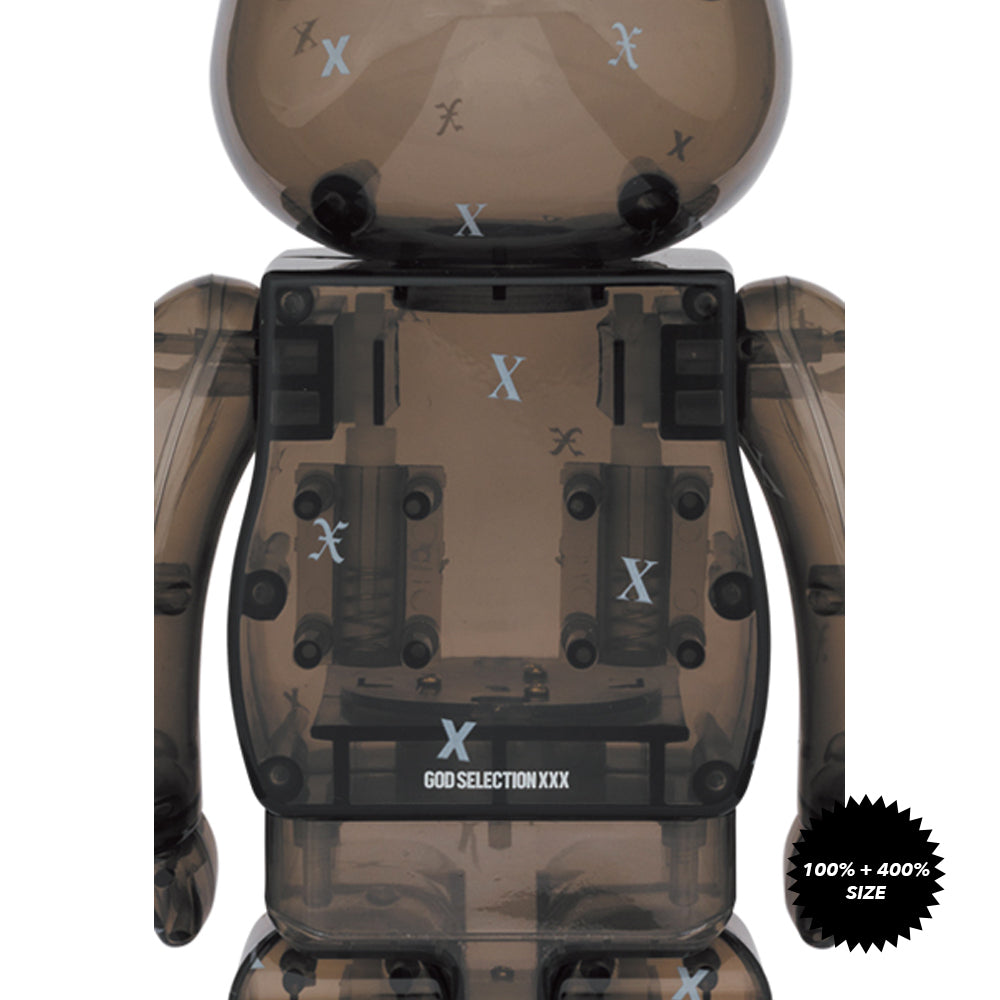 God Selection XXX Black Clear 100% + 400% Bearbrick Set by Medicom Toy