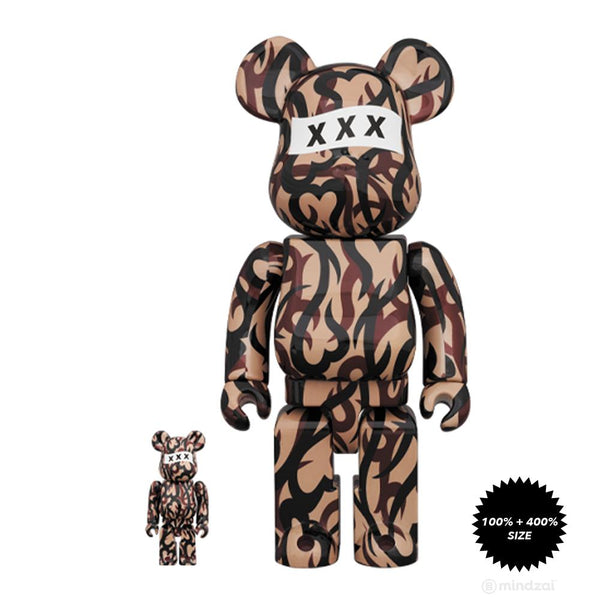 Number (N)XXX 100% + 400% Bearbrick Set by Medicom Toy x God