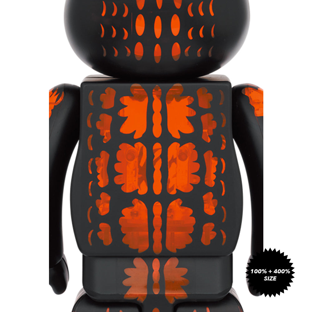 Godzilla from Godzilla vs Destoroyah (Meltdown: Clear Orange Ver.) 100% + 400% Bearbrick Set by Medicom Toy