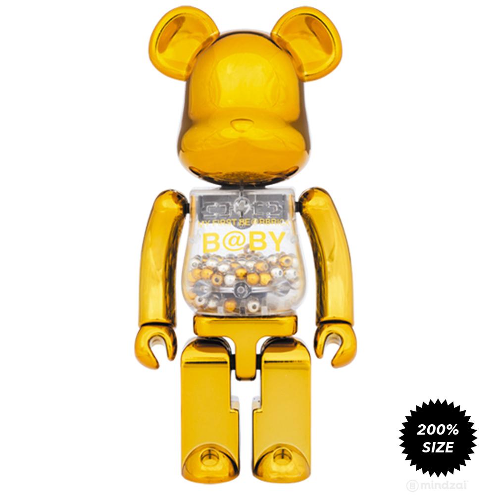 My First Bearbrick Baby Gold/Silver Chogokin Metal Alloy 200% Bearbrick