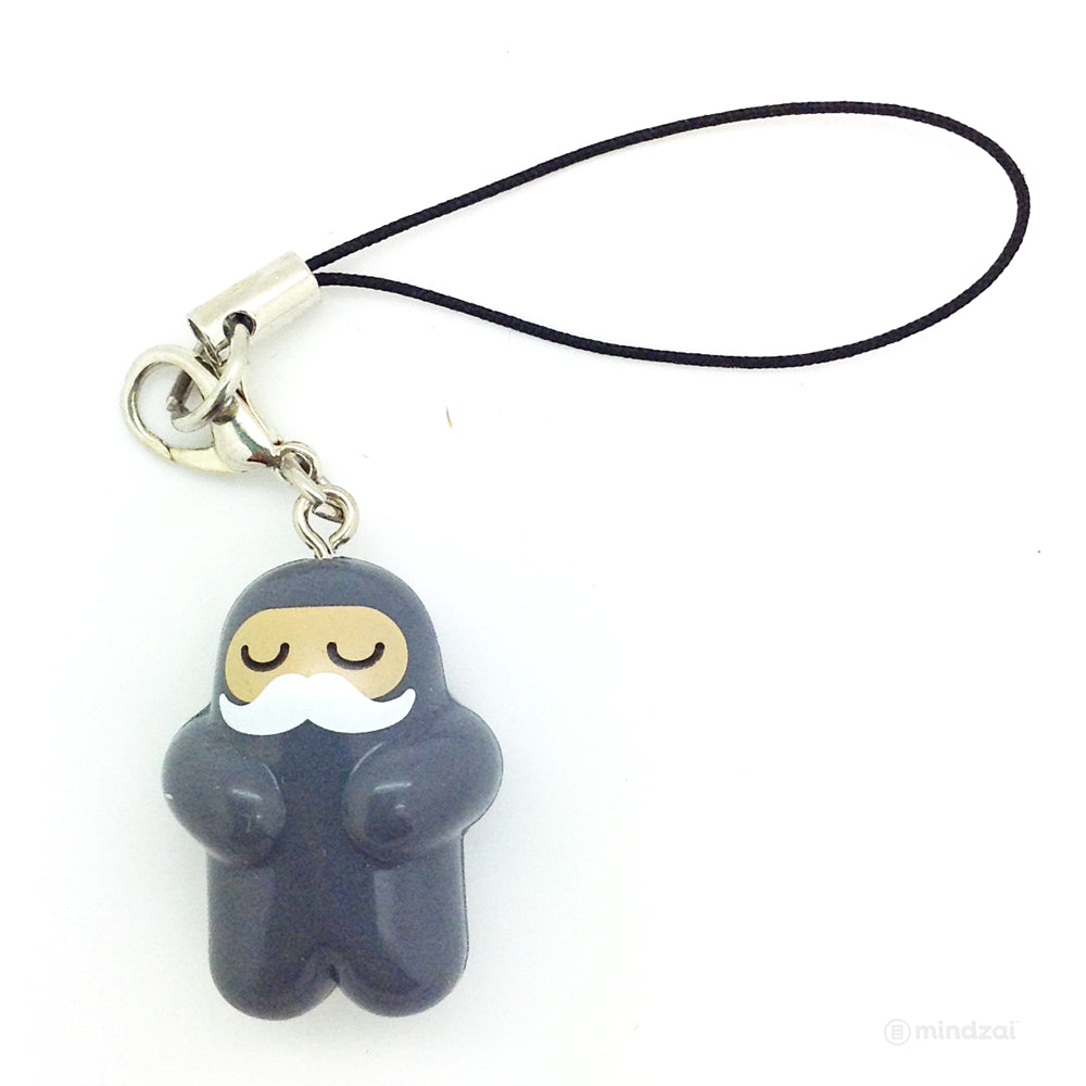 Shawnimals Ninja Zipper Pull - Grey Ninja with White Moustache