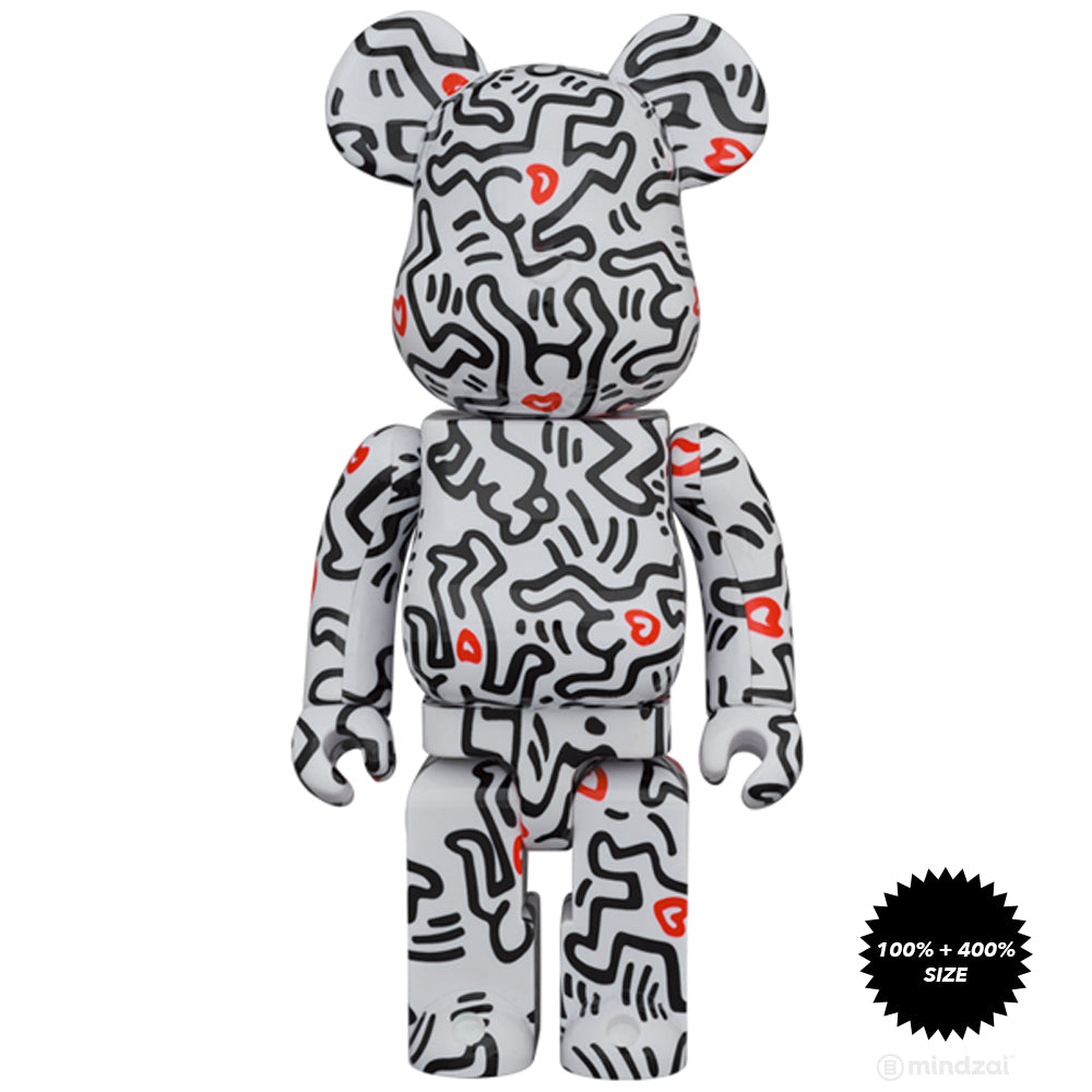 Keith Haring #8 100% + 400% Bearbrick Set by Medicom Toy