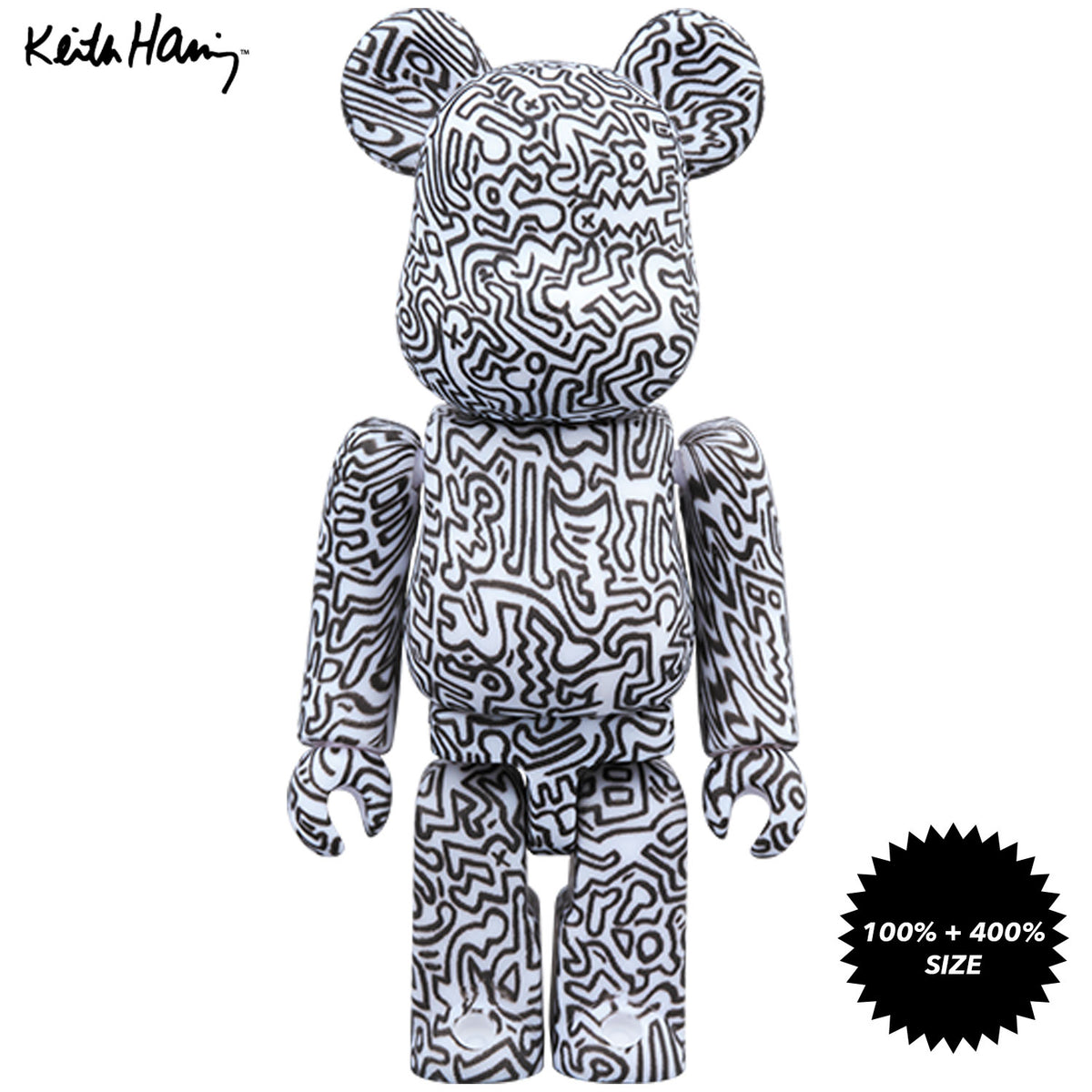Keith Haring #4 100% + 400% Bearbrick Set by Medicom Toy