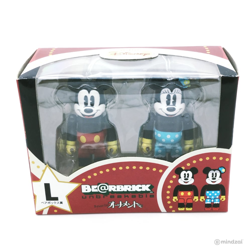 Disney Bearbrick Unbreakable Happy Kuji Set L - Mickey Mouse and Minnie Mouse 2-Pack Pie Cut Version