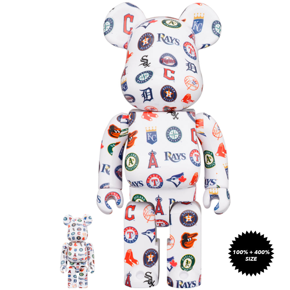 MLB American League 100% + 400% Bearbrick Set by Medicom Toy