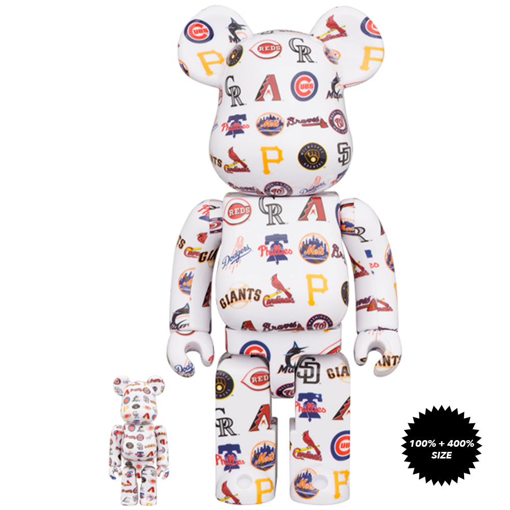 MLB National League 100% + 400% Bearbrick Set by Medicom Toy