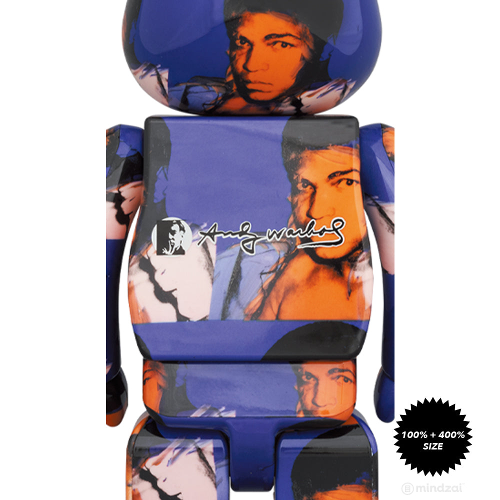 Andy Warhol Muhammad Ali 100% + 400% Bearbrick by Medicom Toy