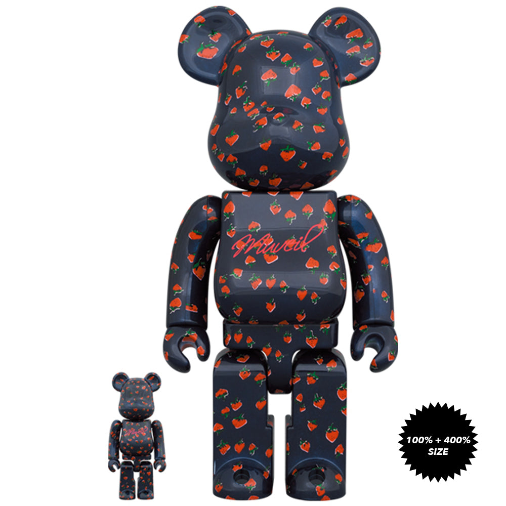 MUVEIL "Strawberry" 100% + 400% Bearbrick Set by Medicom Toy