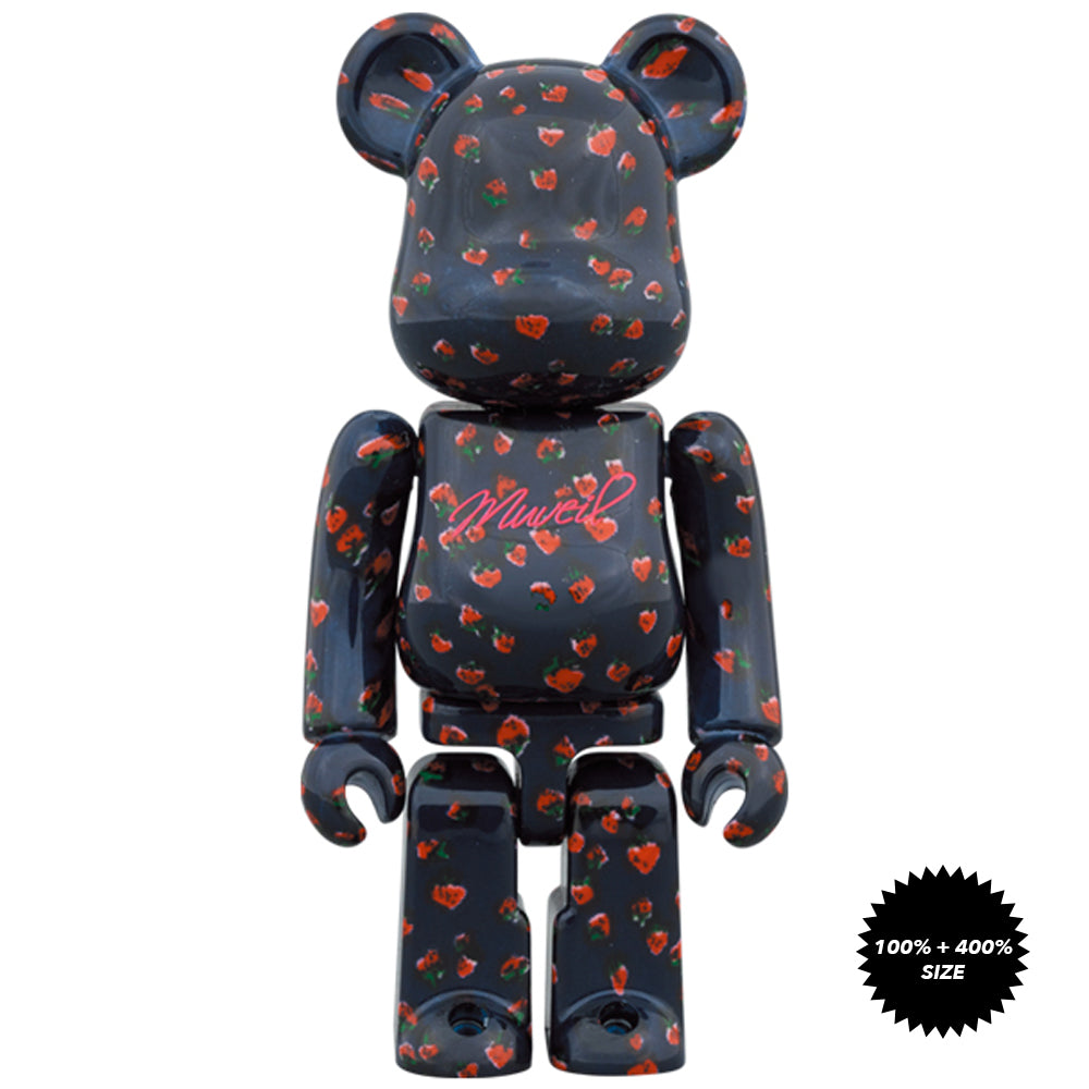 MUVEIL "Strawberry" 100% + 400% Bearbrick Set by Medicom Toy