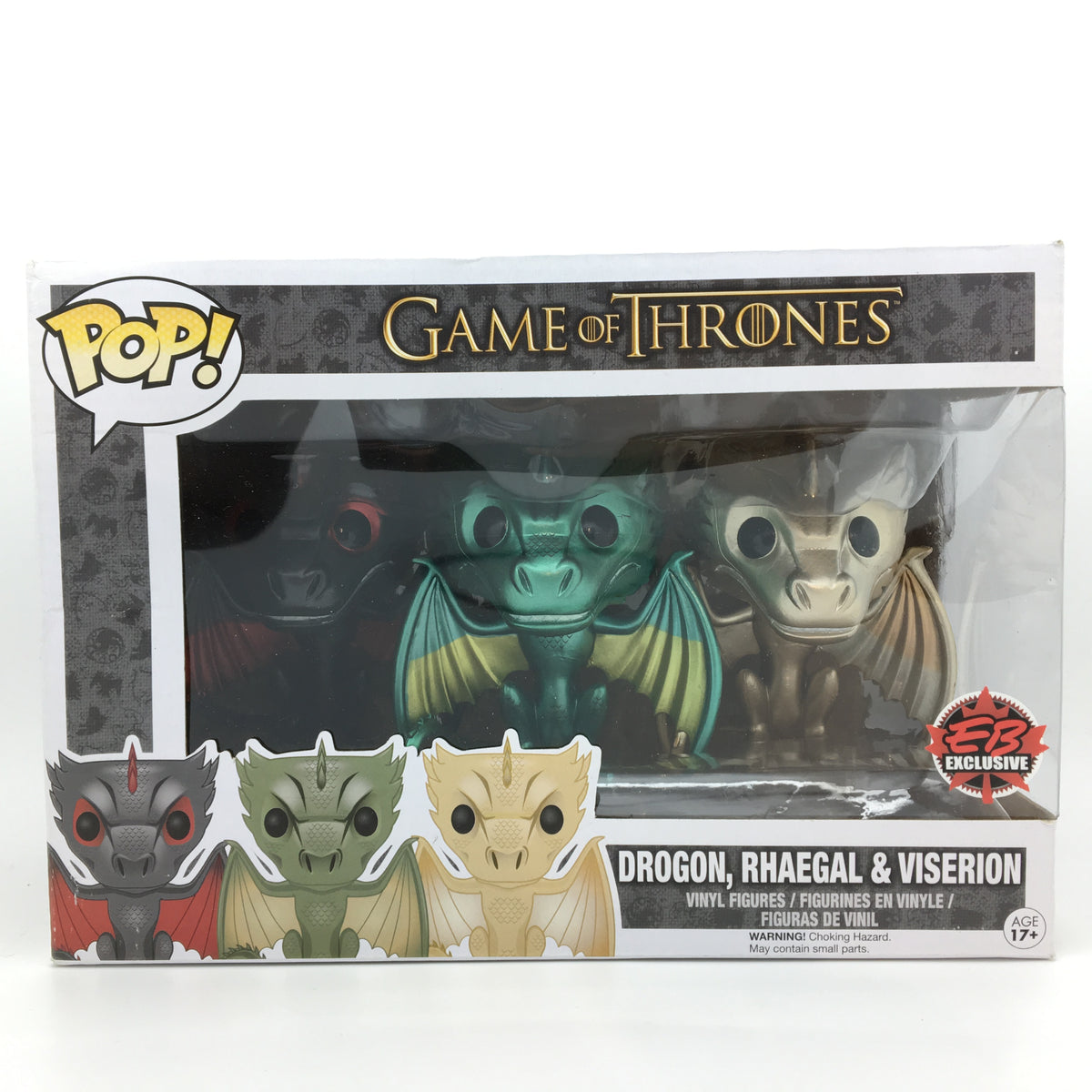 Game of Thrones - Drogon, Rhaegal and Viseron Metallic POP! Vinyl Figures by Funko - EB Exclusive