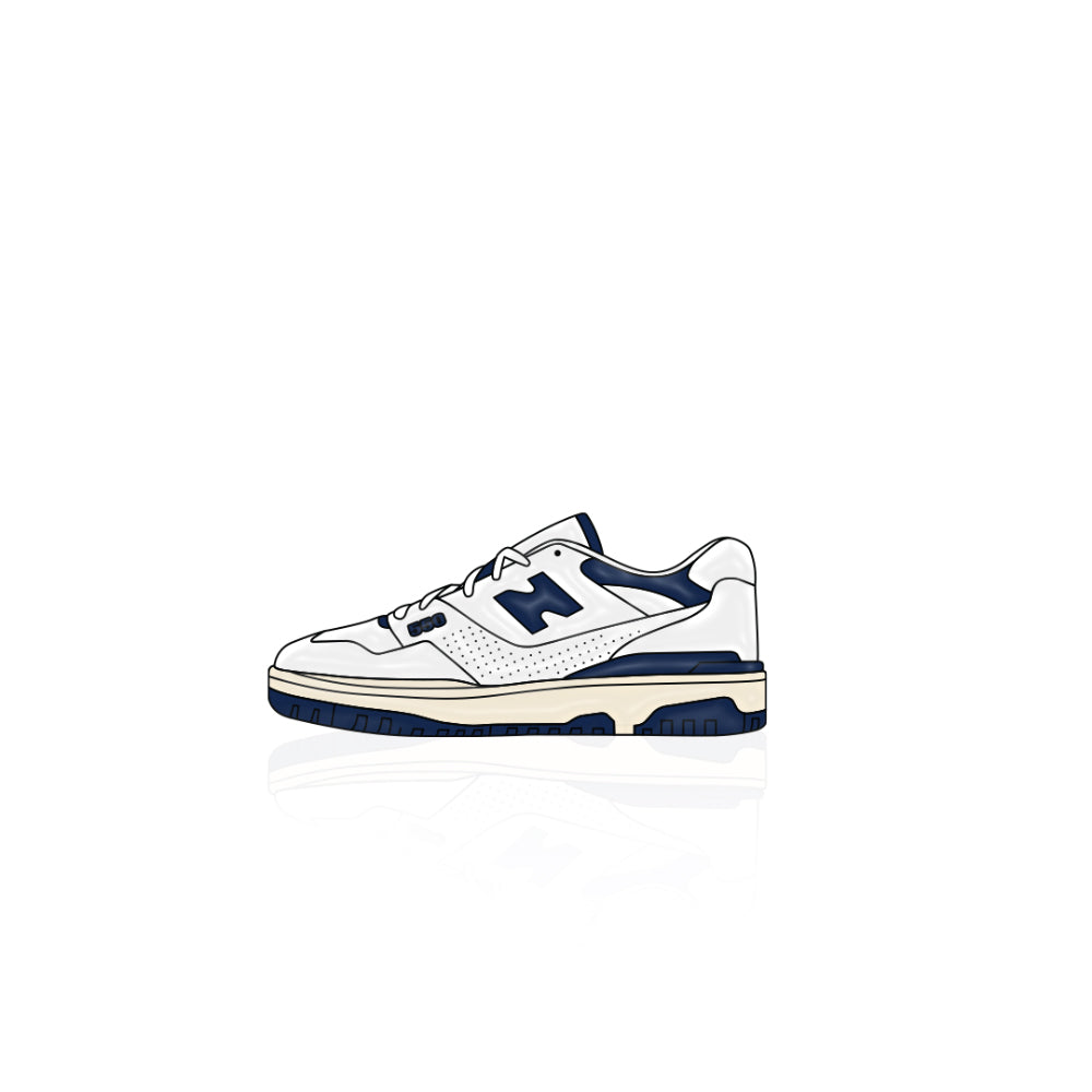New Balance x ALD 550 White Navy Soft Enamel Pin by Shoobox
