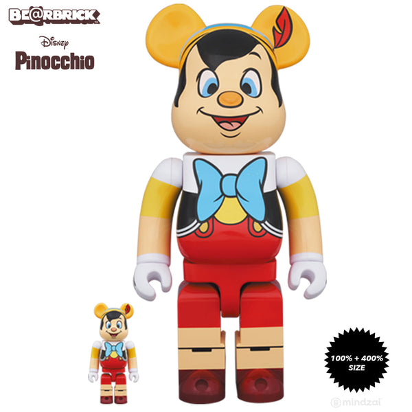 Disney Pinocchio 100% + 400% Bearbrick Set by Medicom Toy