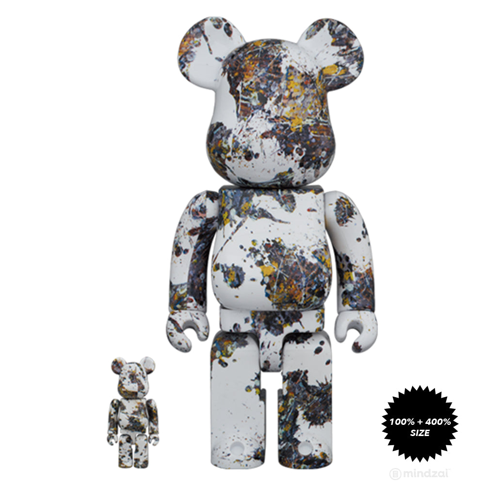 Jackson Pollock Studio (SPLASH) 100% + 400% Bearbrick Set by Medicom Toy