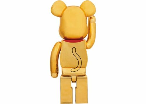 Bearbrick Lucky Beckoning Cat 1000% Gold-Plated (Open Eyes)