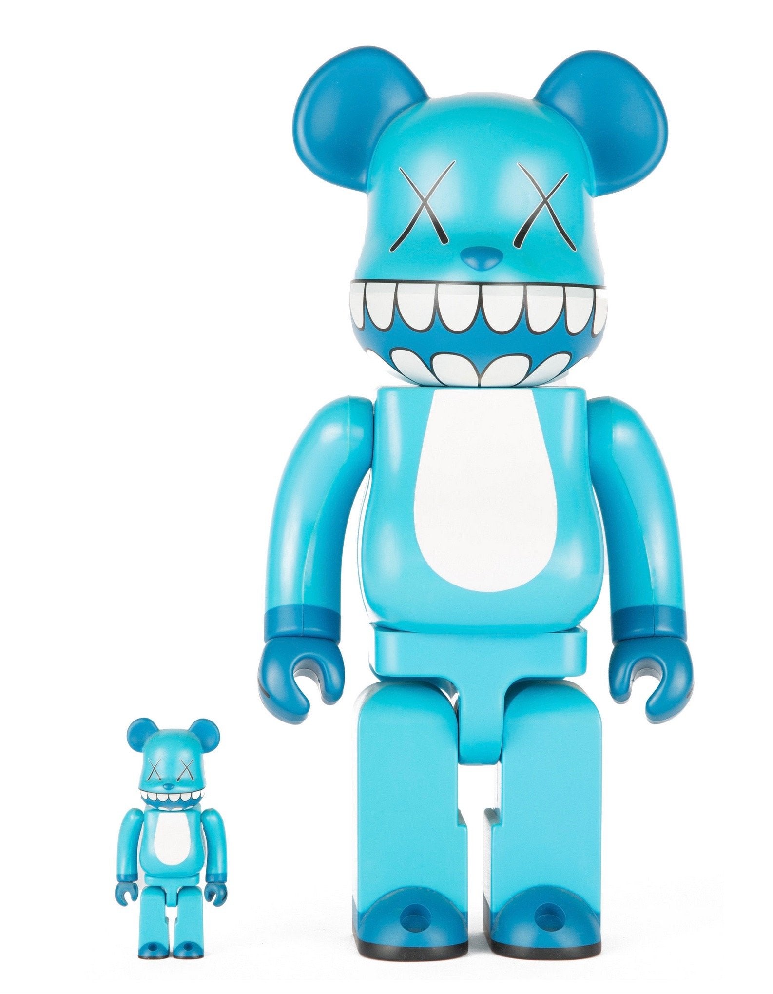 Bearbrick x a-nation KAWS Chompers 100% & 400% Set Blue