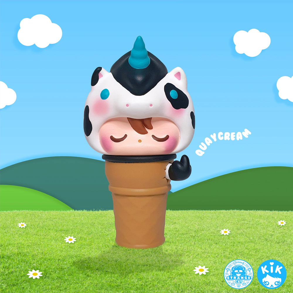 QuayCream (Milk Cow Edition) Art Toy Figure by KiK Toyz x Strangecat Toys