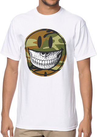 Ron English Camo Grin White T-shirt by Ron English - Mindzai 