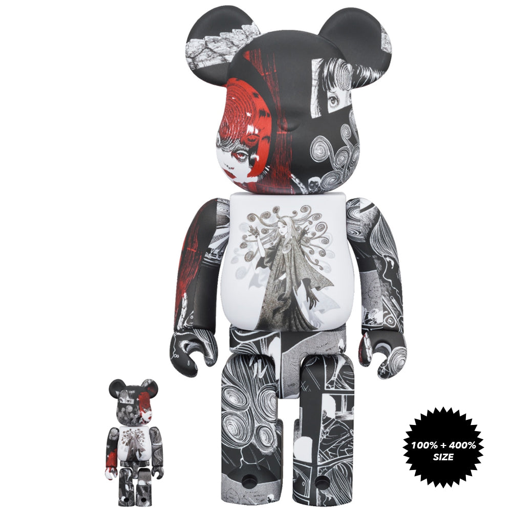 S’YTE × Junji Ito UZUMAKI 100% + 400% Bearbrick Set by Medicom Toy
