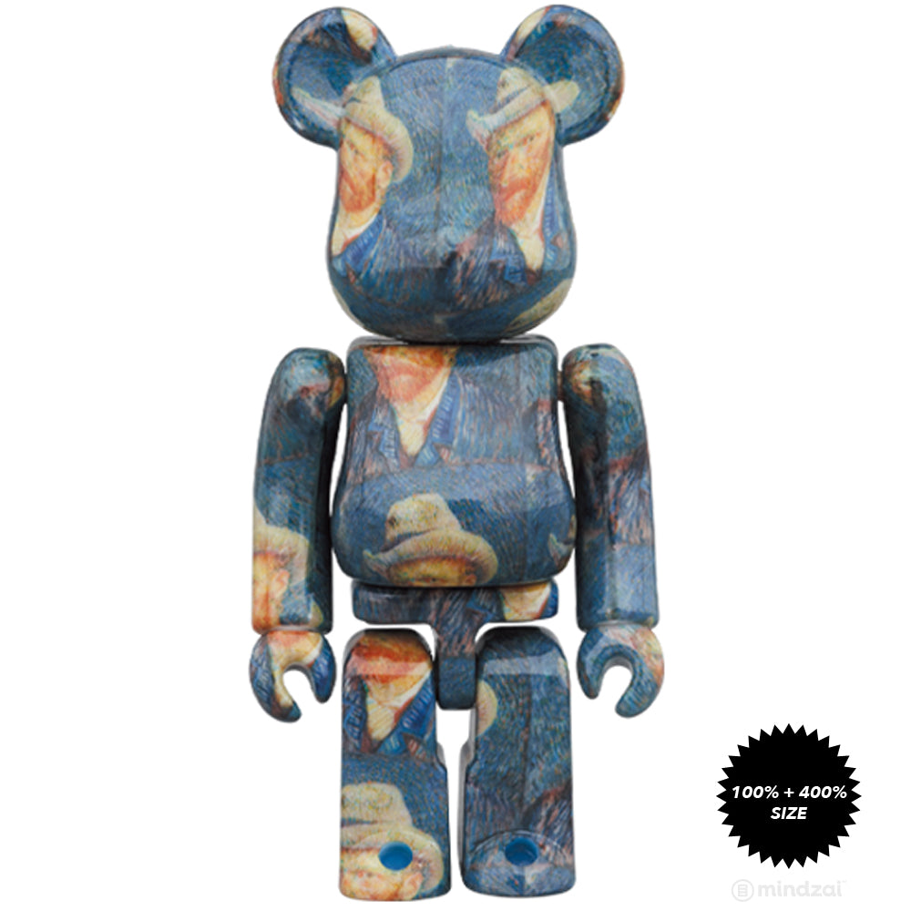 Self Portrait 100% + 400% Bearbrick by Vincent Van Gogh Museum x Medicom Toy