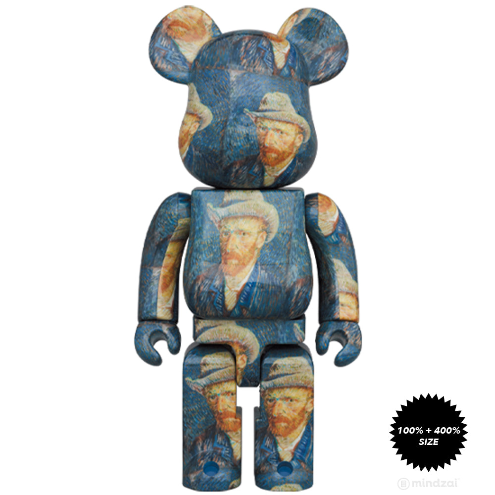 Self Portrait 100% + 400% Bearbrick by Vincent Van Gogh Museum x Medicom Toy
