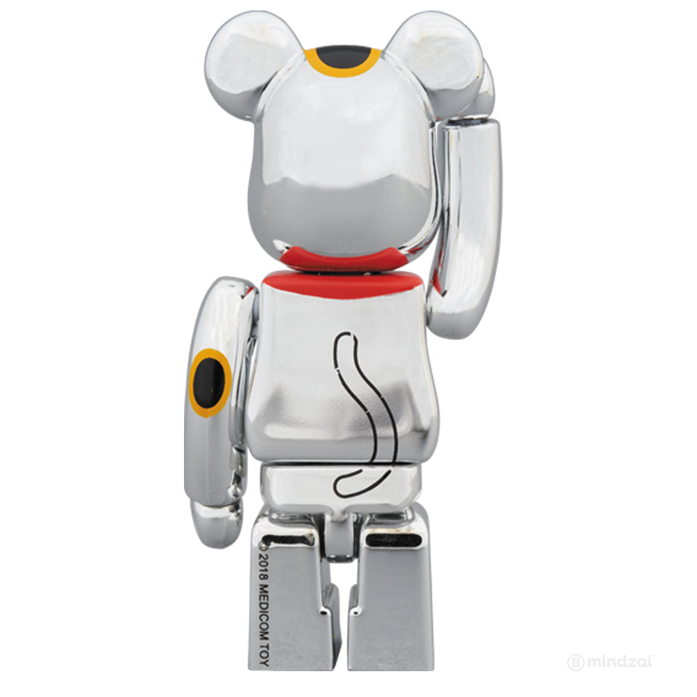 Tokyo Skytree Silver Manekineko Lucky Cat 100% Bearbrick by Medicom Toy