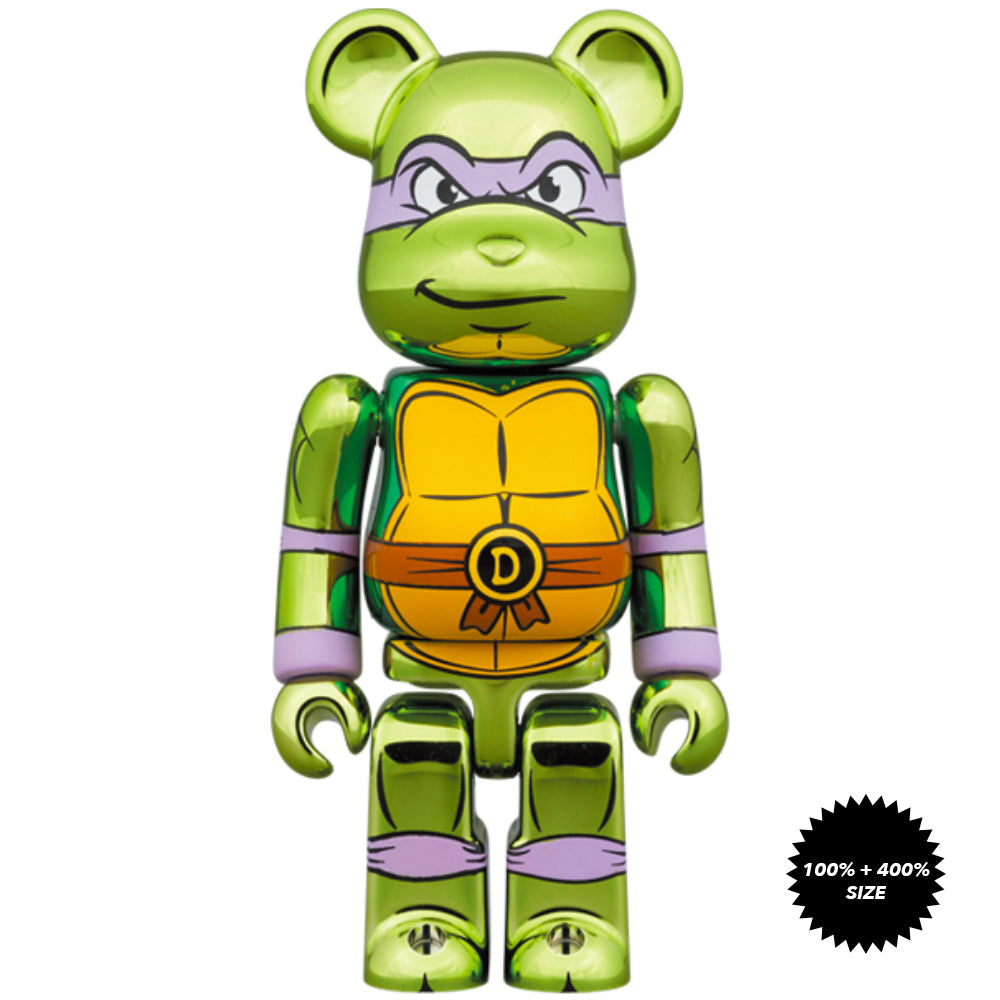 TMNT: Donatello (Chrome Ver.) 100% + 400% Bearbrick Set by Medicom Toy