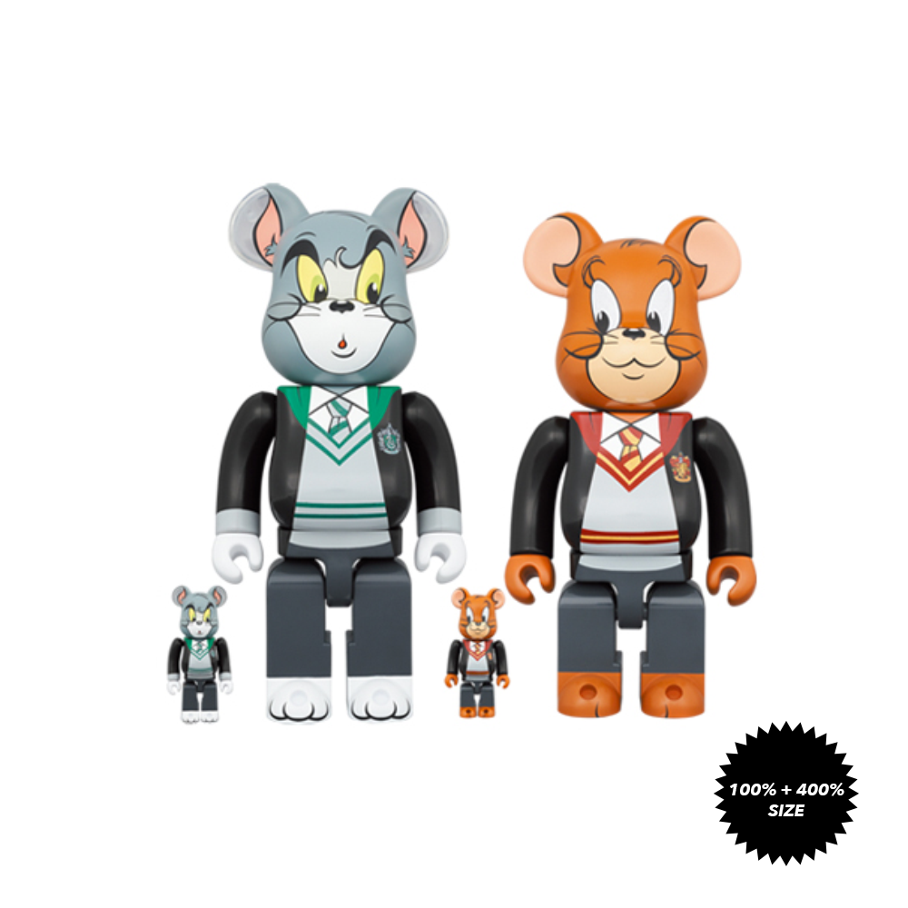 Tom & Jerry in Hogwarts House Robes 100% + 400% 2-Pcs Bearbrick Set by Medicom Toy