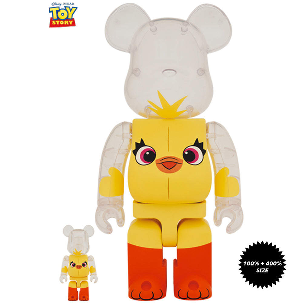 Toy Story 4 Ducky 100% + 400% Bearbrick Set by Medicom Toy