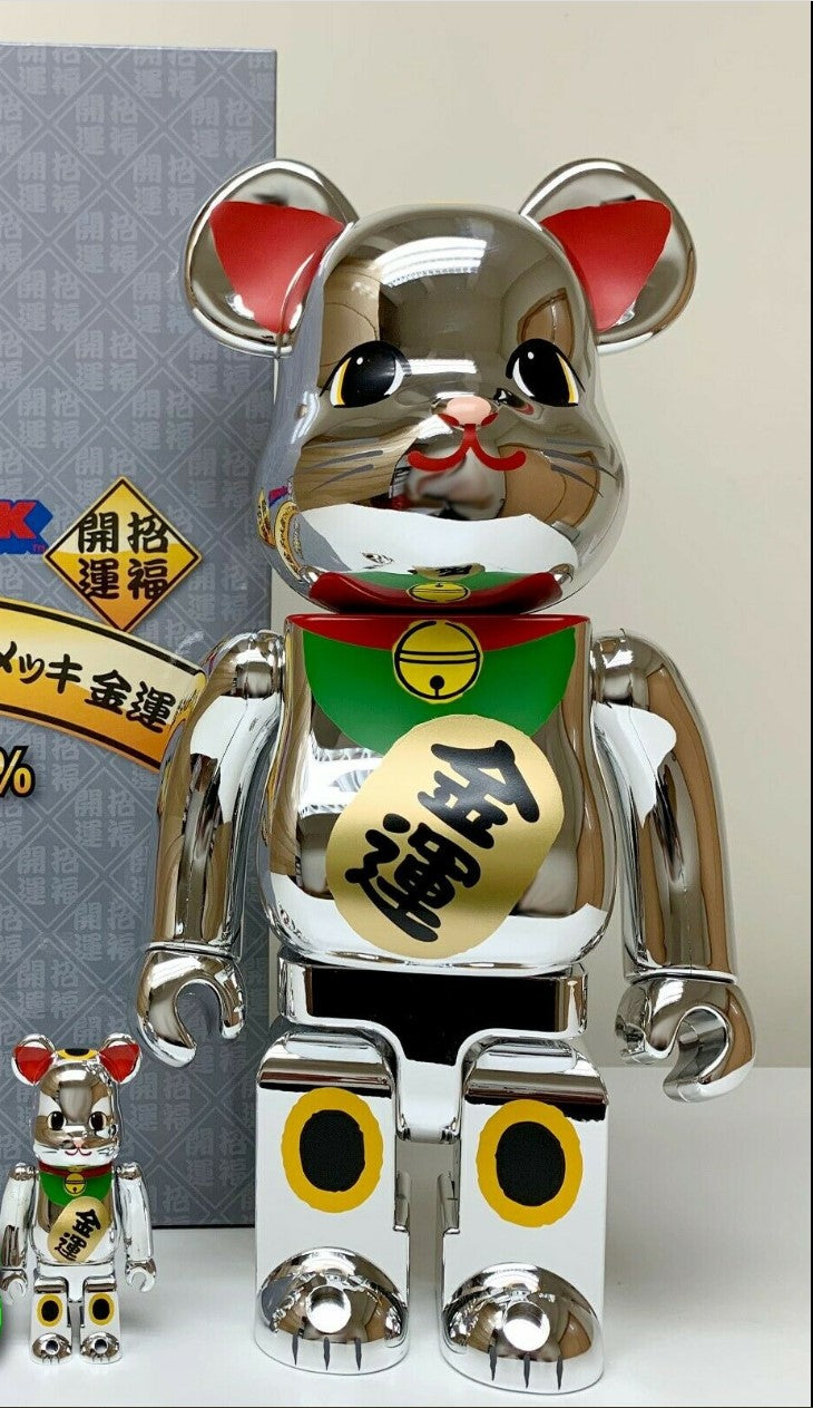 Tokyo Skytree Lucky Cat Maneki Neko (Silver version) 400%/100% SET