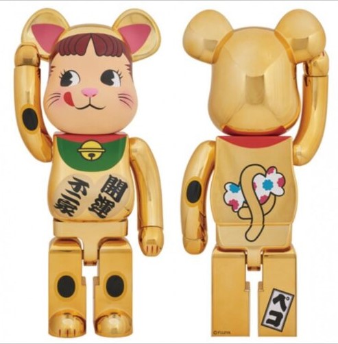 Bearbrick Fujiya Peko-Chan Beckoning Cat 1000% Gold